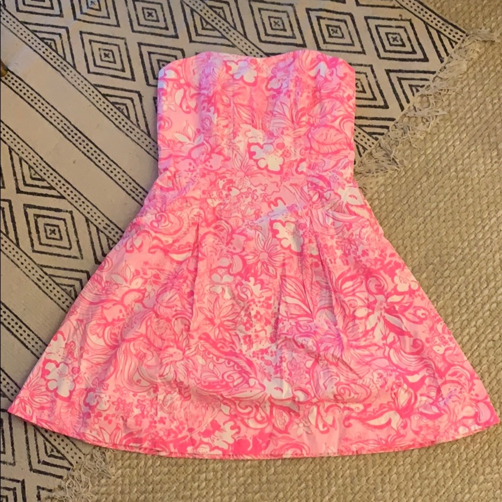 Lilly Pulitzer Blossom Pink Strapless Dress